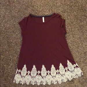 Red blouse with lace